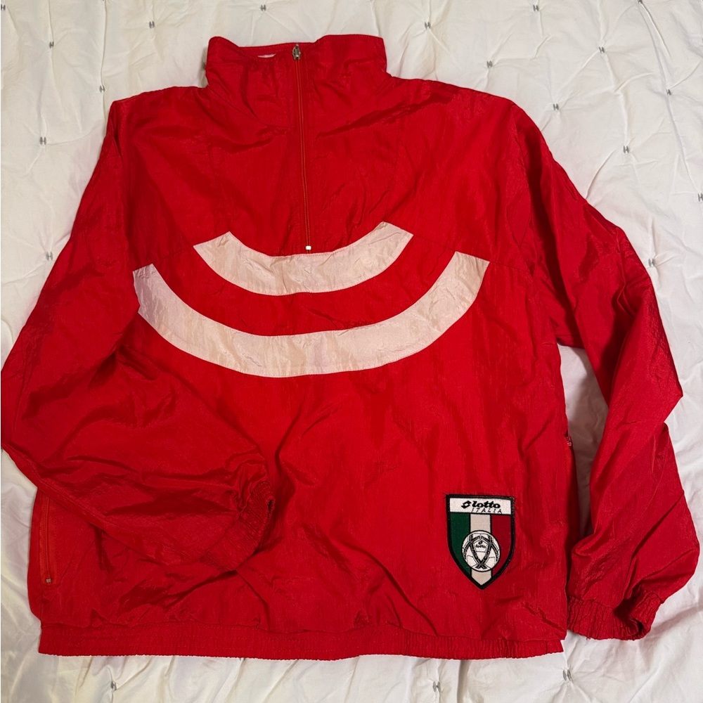Vintage lotto Italian Red & White zip pullover.